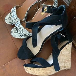 super fun snakeprint heels AND also black wedges. BUNDLE